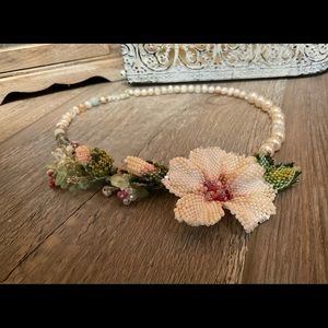 Hand made one of a kind beaded flower necklace.
